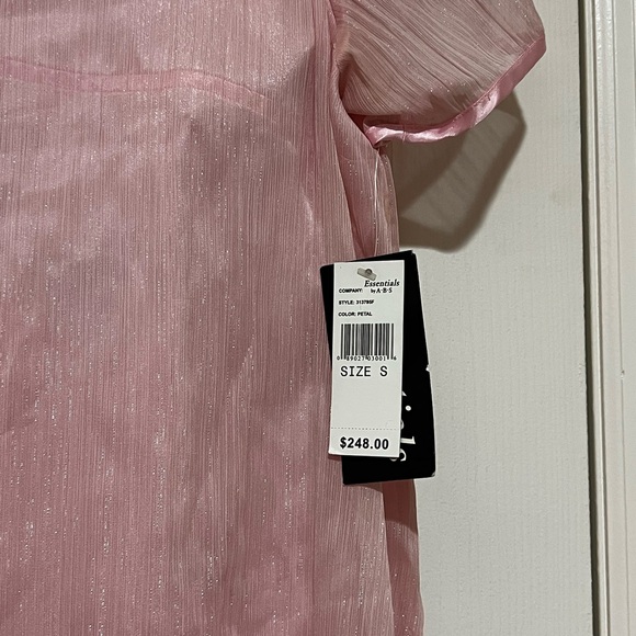 NWT S Essentials by ABS Shimmering Pink Mini Dress Open Back - Picture 4 of 7